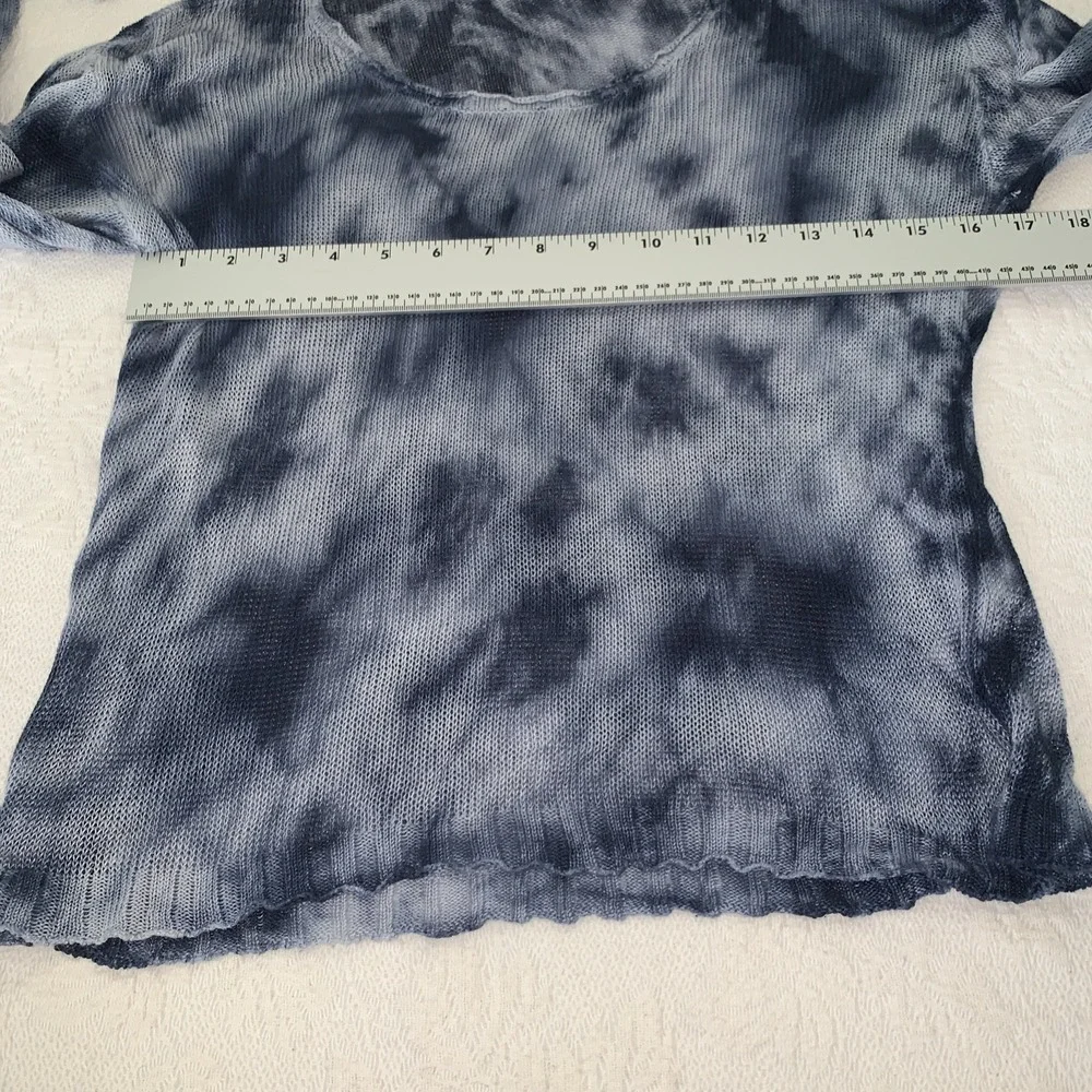 FAHERTY‎ Reenie 100% Linen Lightweight Blue Tie Dye Sweater Women Small Thermal